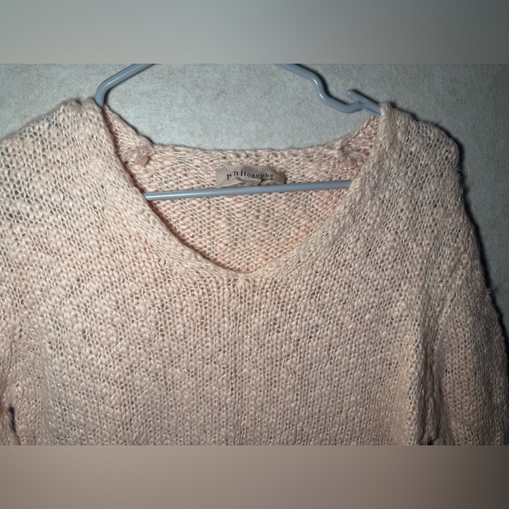 Philosophy Light Pink Knit V Neck Sweater, Women Size S - Picture 3 of 9